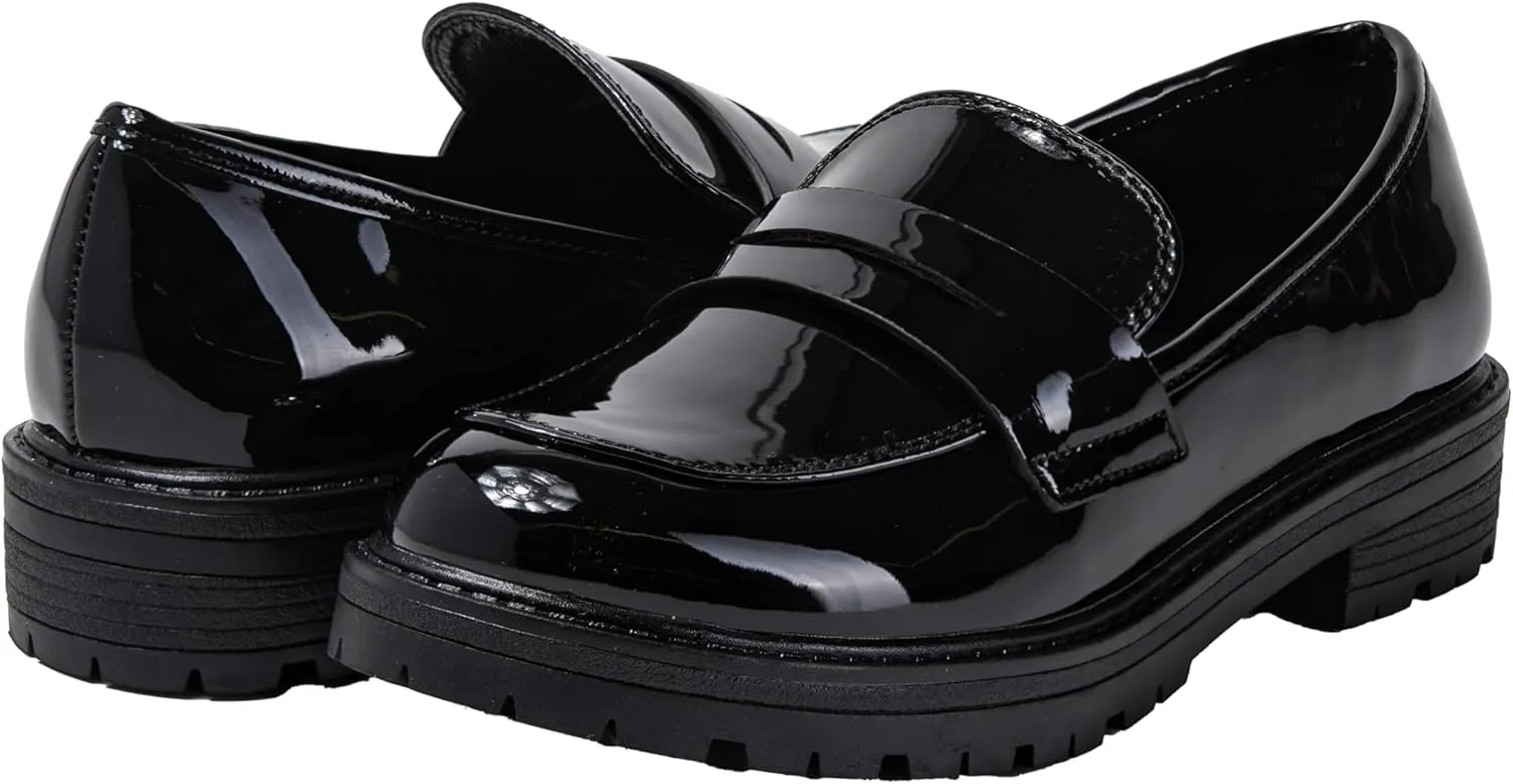 Kids Loafers Slip On Round Toe Uniform Dress Church School Casual Girls Shoes Krystal-2