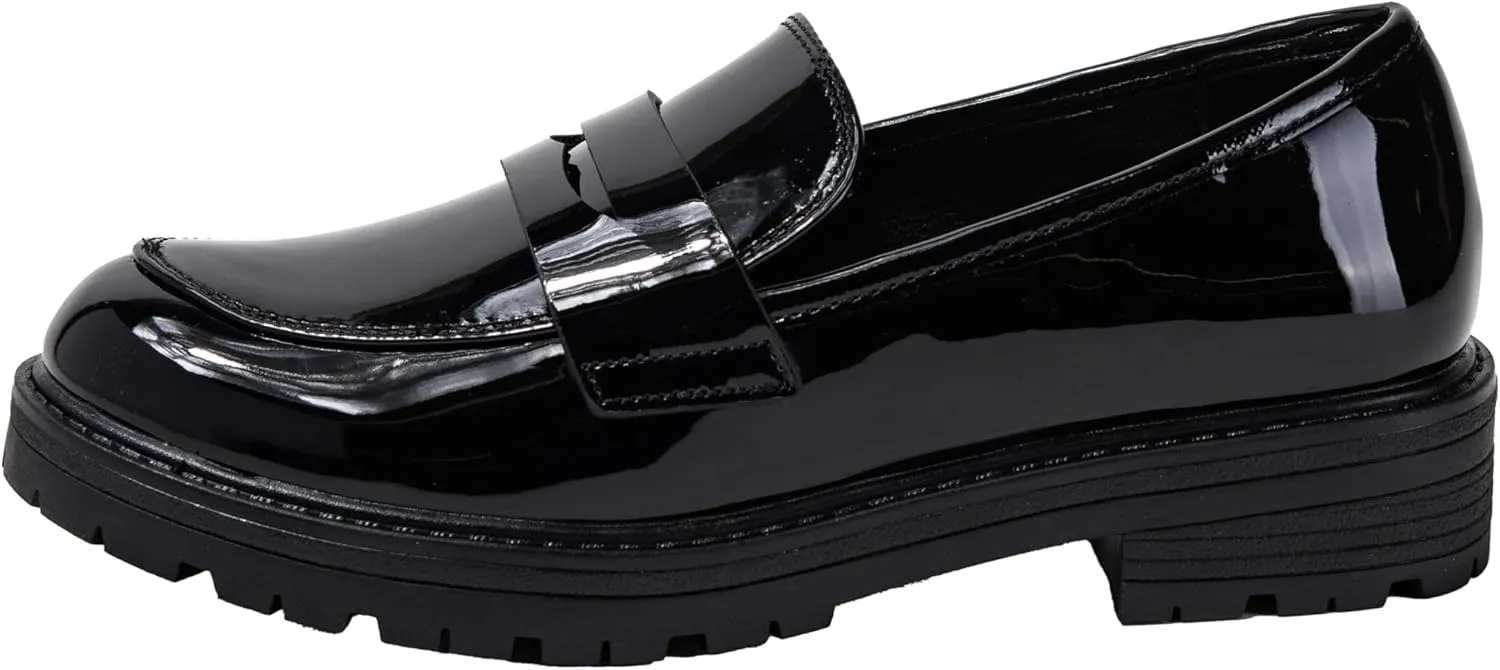 Kids Loafers Slip On Round Toe Uniform Dress Church School Casual Girls Shoes Krystal-2