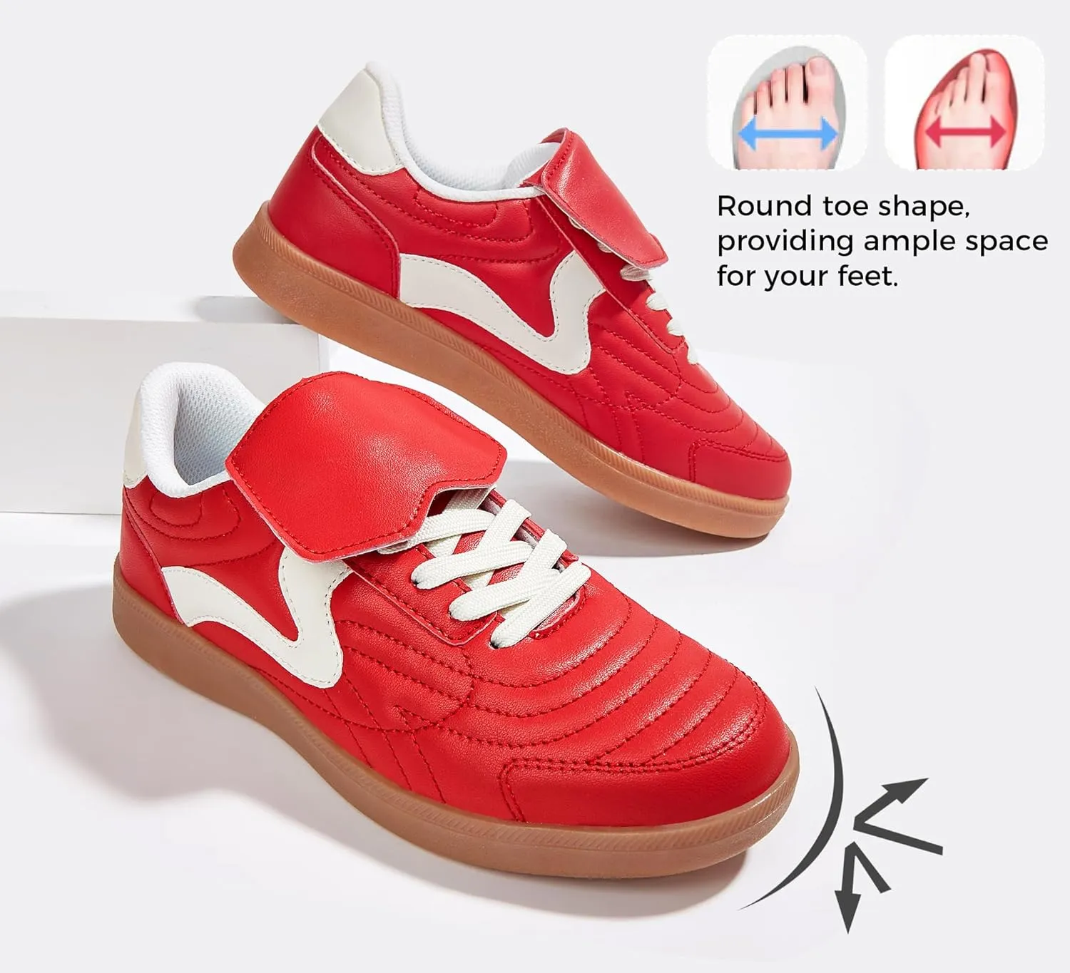 LUCKY STEP Women's Gum Sole Fashion Sneakers Classic Retro Fancy Casual Leisure Tennis Walking Skate Shoes