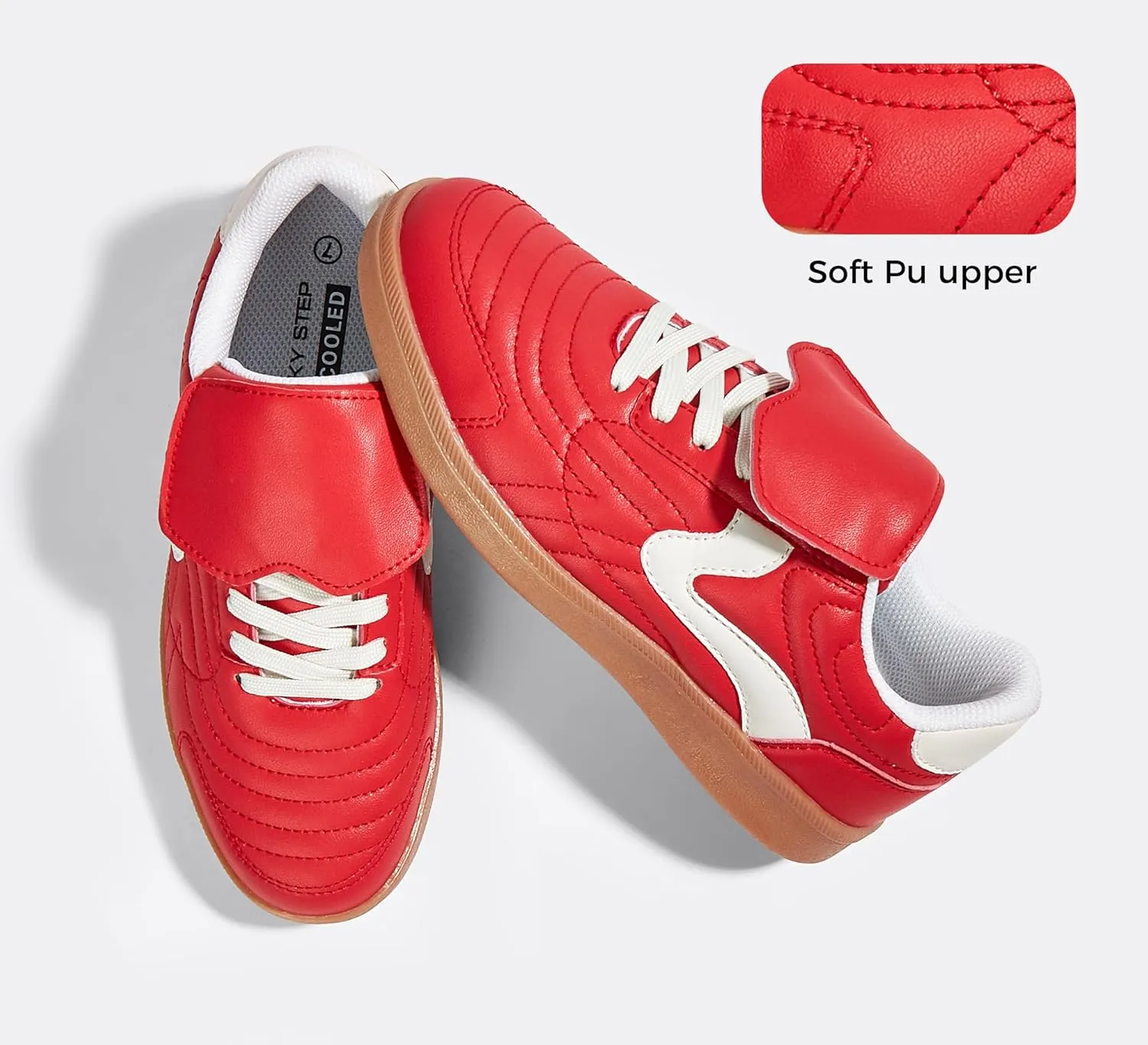 LUCKY STEP Women's Gum Sole Fashion Sneakers Classic Retro Fancy Casual Leisure Tennis Walking Skate Shoes