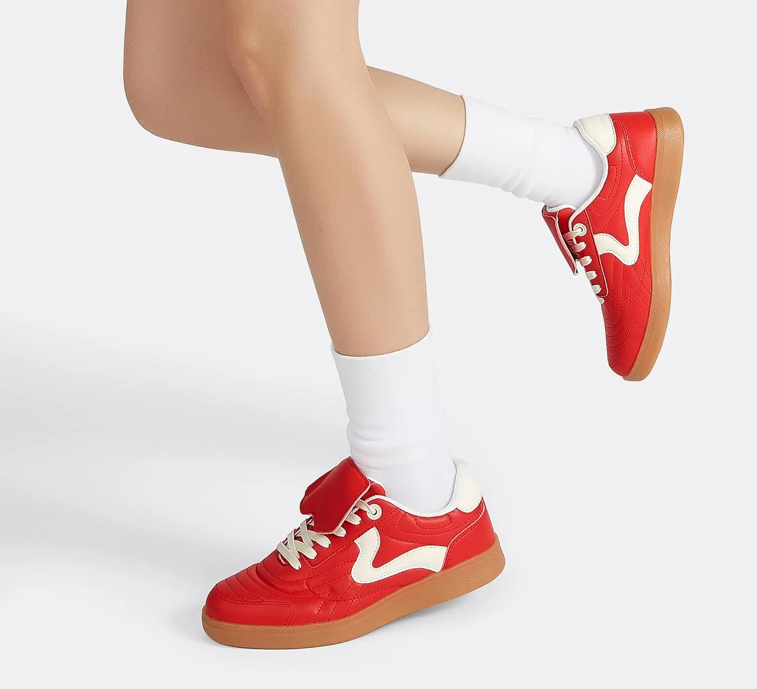 LUCKY STEP Women's Gum Sole Fashion Sneakers Classic Retro Fancy Casual Leisure Tennis Walking Skate Shoes