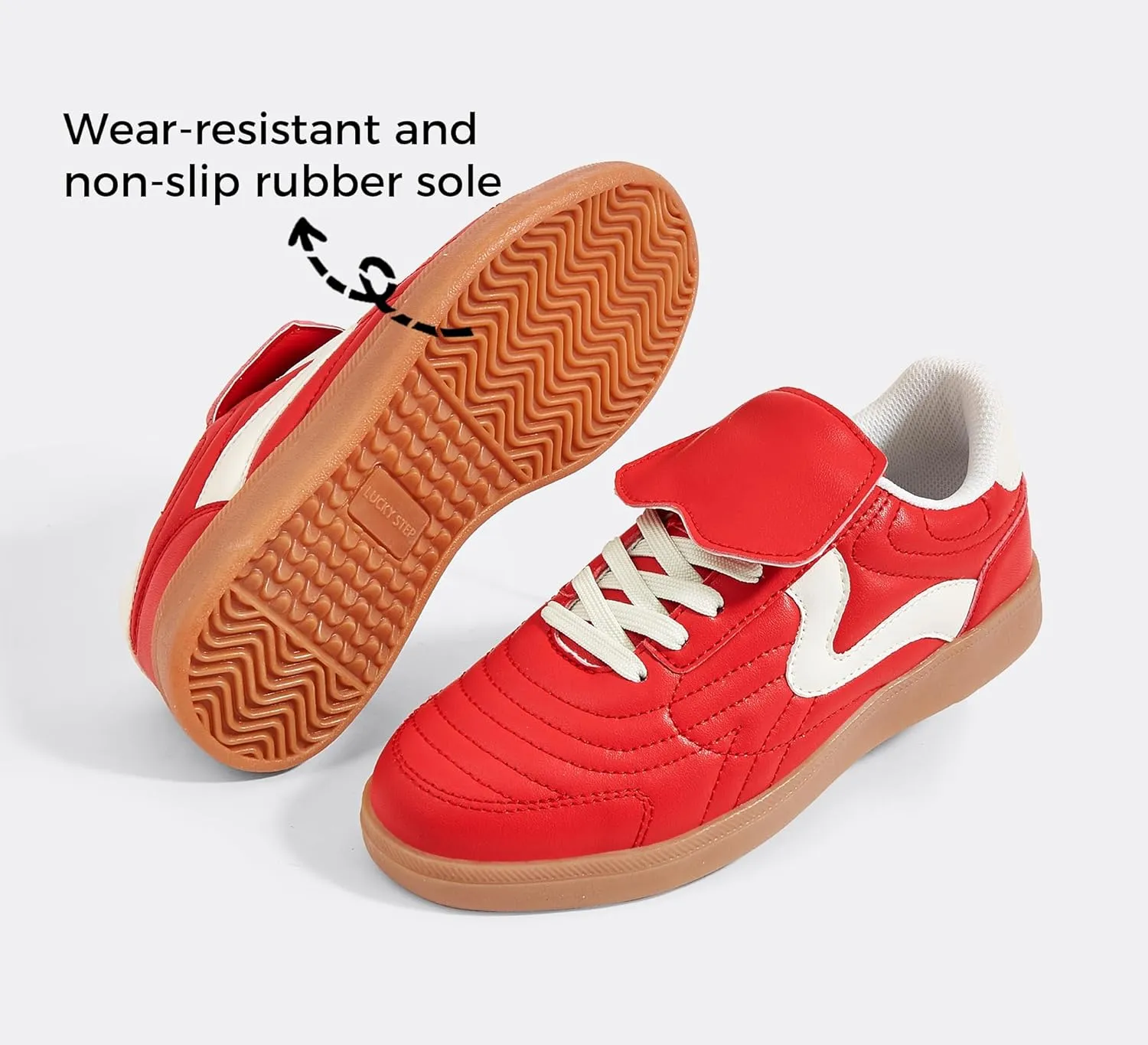 LUCKY STEP Women's Gum Sole Fashion Sneakers Classic Retro Fancy Casual Leisure Tennis Walking Skate Shoes