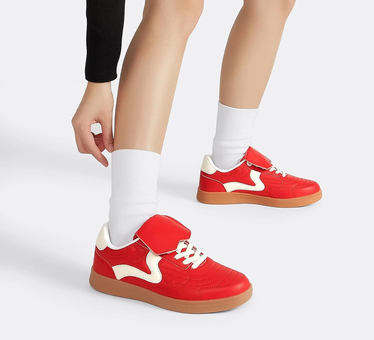 LUCKY STEP Women's Gum Sole Fashion Sneakers Classic Retro Fancy Casual Leisure Tennis Walking Skate Shoes
