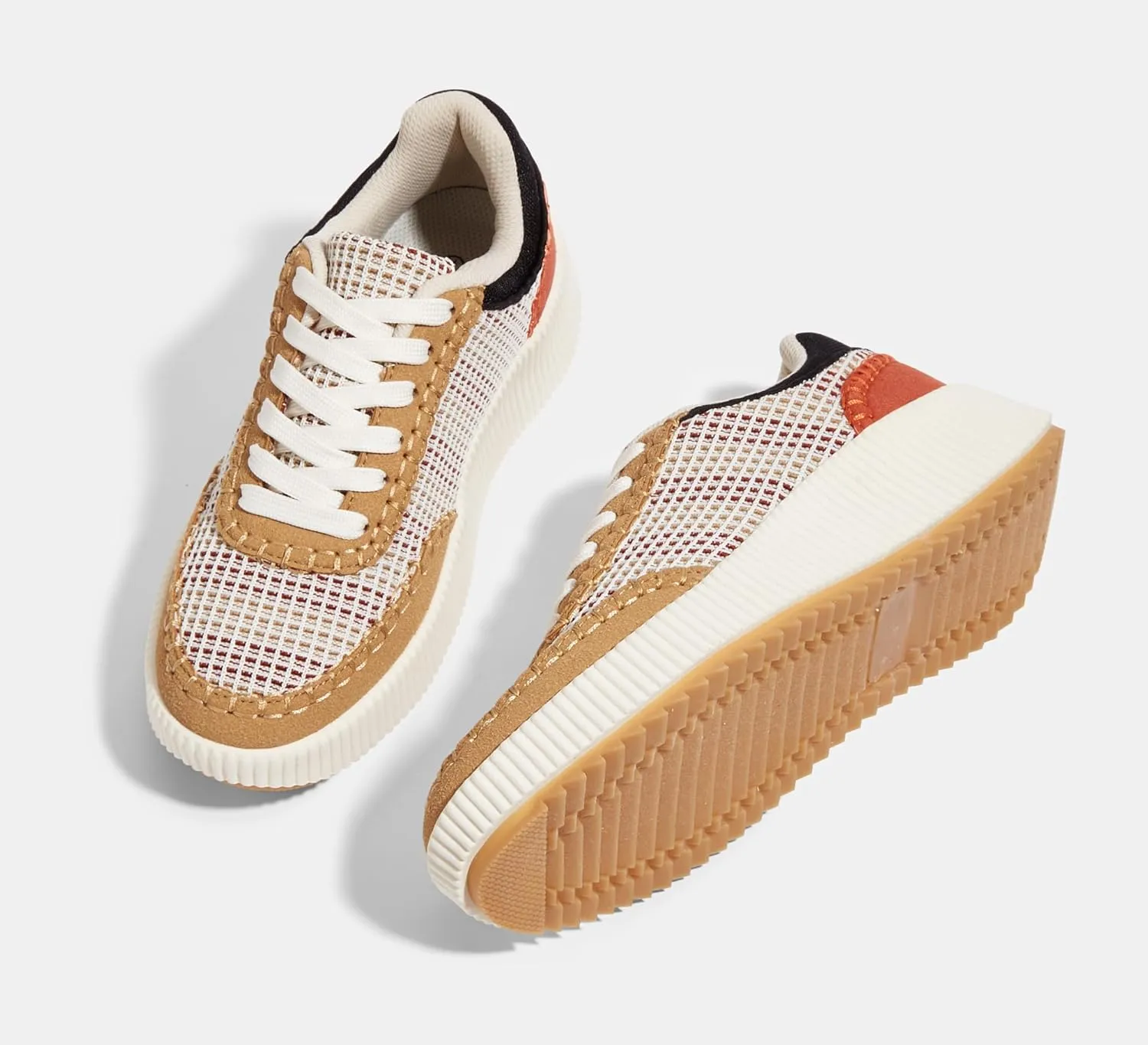 LUCKY STEP Women's Platform Sneakers Retro Braided Fashion Casual Chunky Shoes Breathable Durable Non Slip Walking Footwear