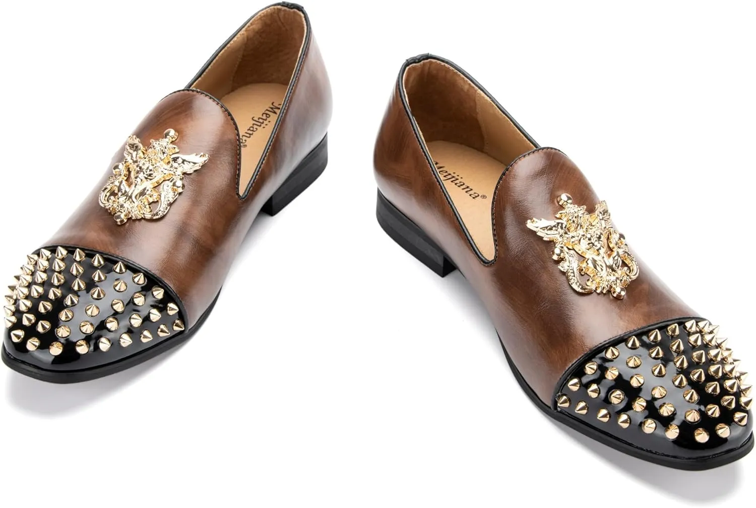 Meijiana Mens Velvet Loafers Dress Shoes with Metal Embellishments Party Luxury Loafer Shoes