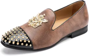 Meijiana Mens Velvet Loafers Dress Shoes with Metal Embellishments Party Luxury Loafer Shoes