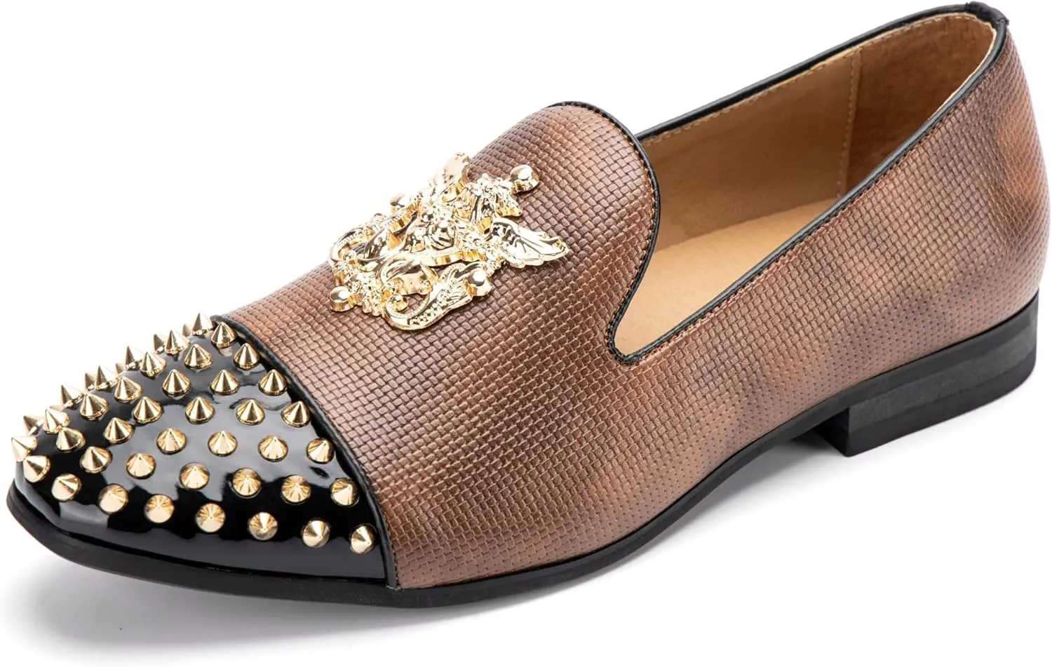Meijiana Mens Velvet Loafers Dress Shoes with Metal Embellishments Party Luxury Loafer Shoes