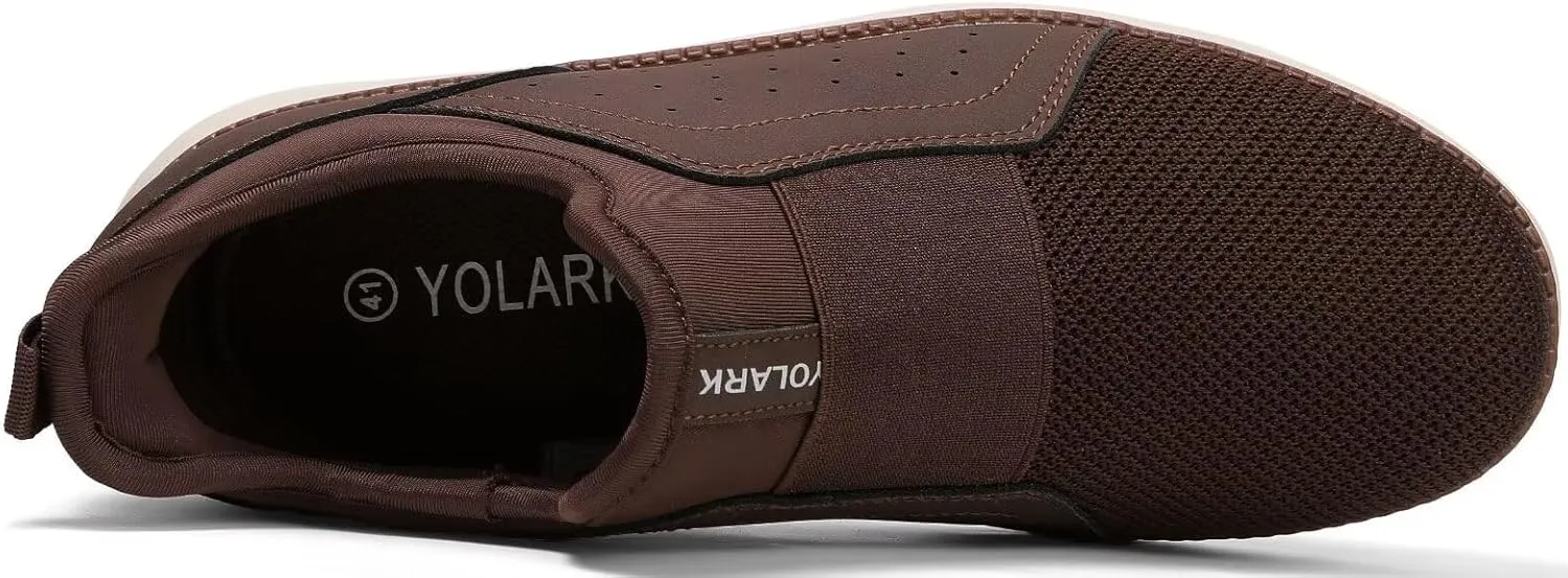 Men Casual Dress Shoes Hands Free Slip On Laceless Fashion Sneakers Lightweight Breathable Walking Shoes Gym Tennis Athletic