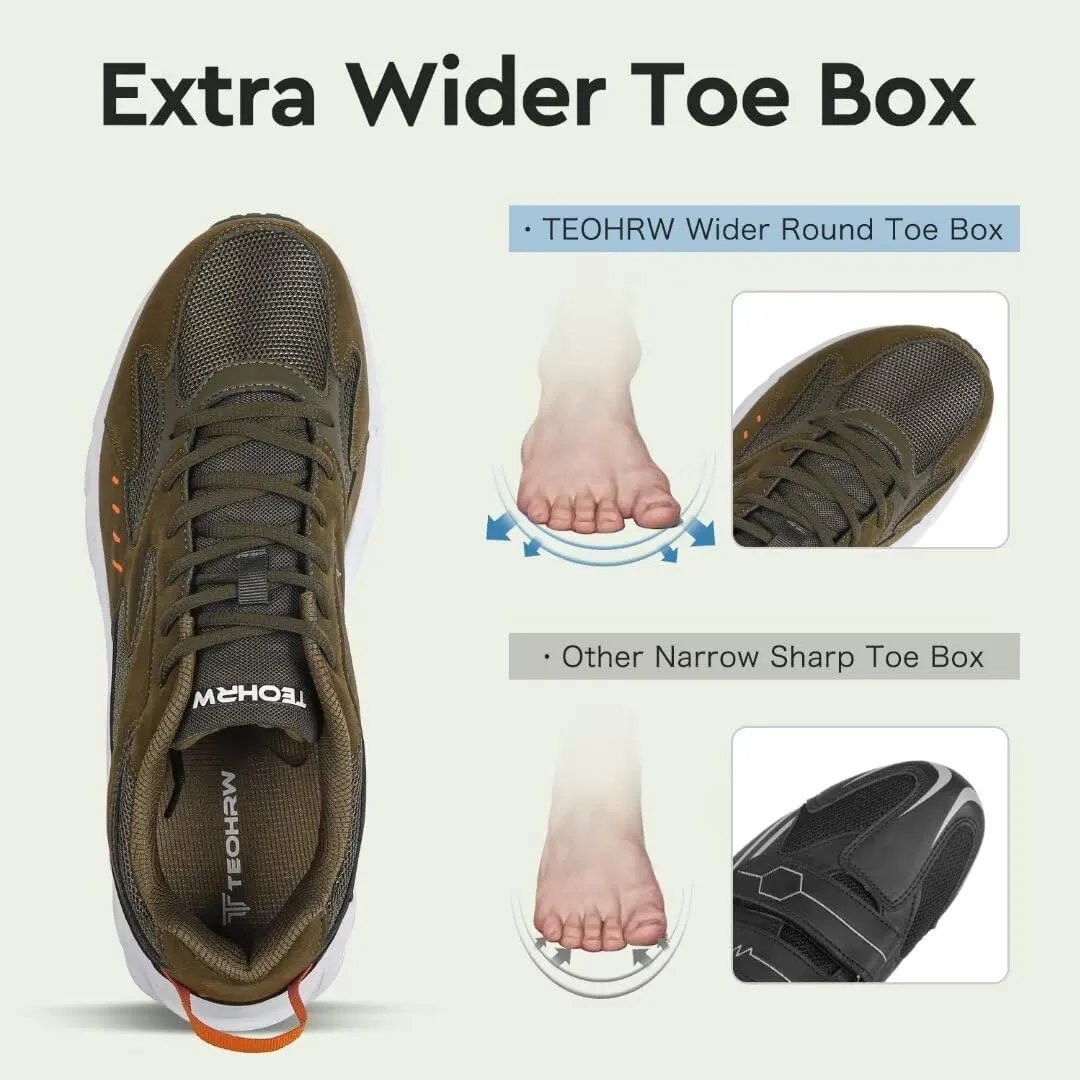 Men Extra Wide Width Sneakers Comfort Walking Shoes Relieve Foot Pain Wide Toe Box with Arch Support
