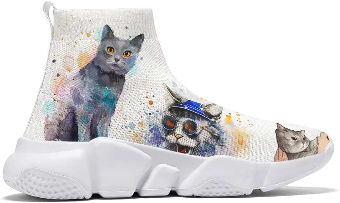 Men Women Slip-on Socks Sneakers Art Graffiti Painted Casual Shoes Tennis Running Shoes Plus Size 5-15