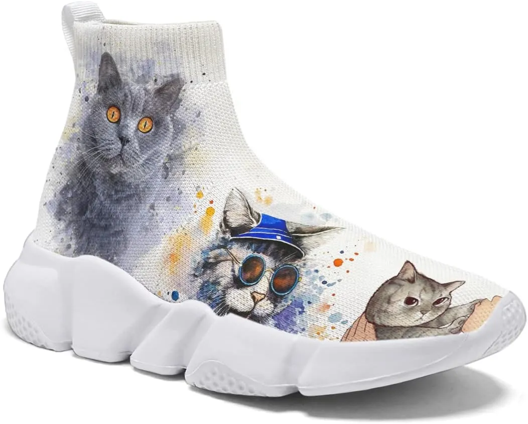 Men Women Slip-on Socks Sneakers Art Graffiti Painted Casual Shoes Tennis Running Shoes Plus Size 5-15