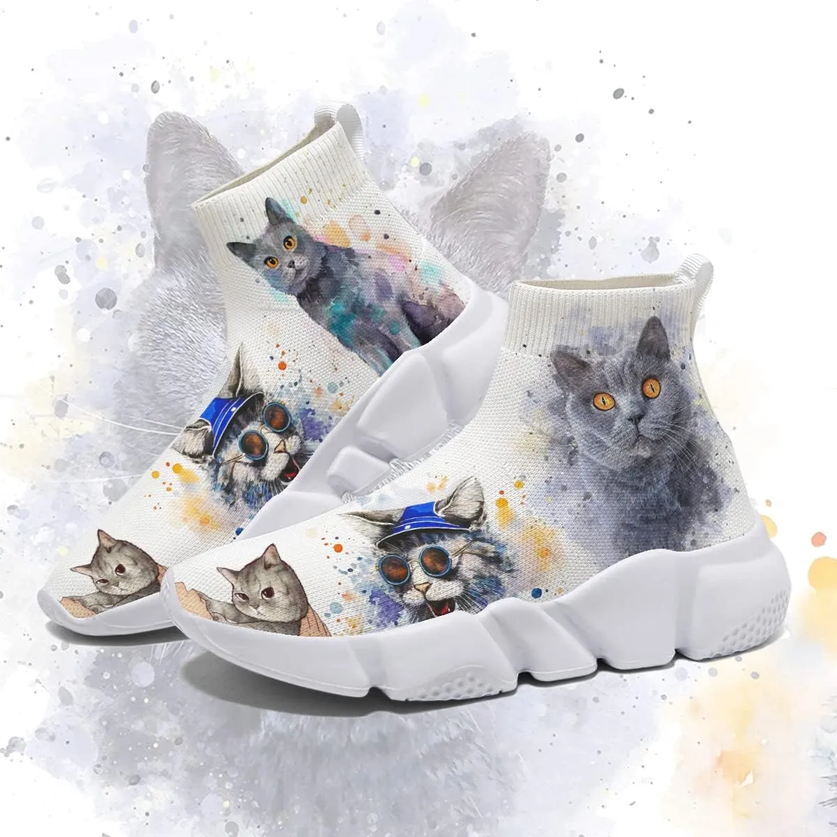 Men Women Slip-on Socks Sneakers Art Graffiti Painted Casual Shoes Tennis Running Shoes Plus Size 5-15