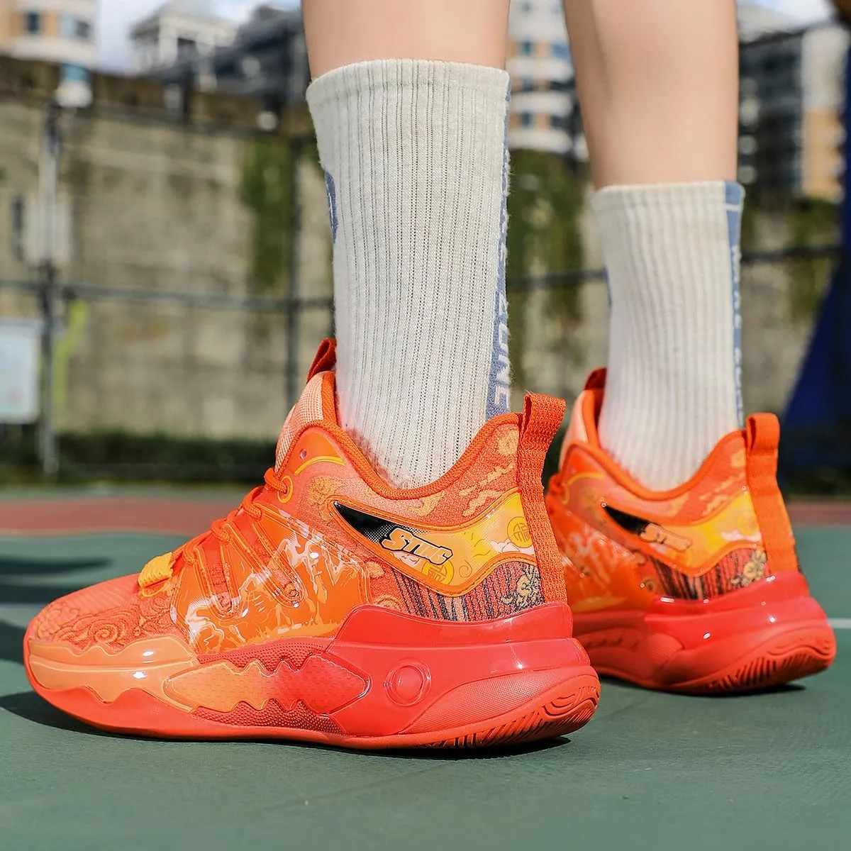 Men's Basketball Shoes Fashion Breathable Sneakers Comfortable Leightweight Running Athletic Lace-Up Non Slip Sport Outdoor Shoe