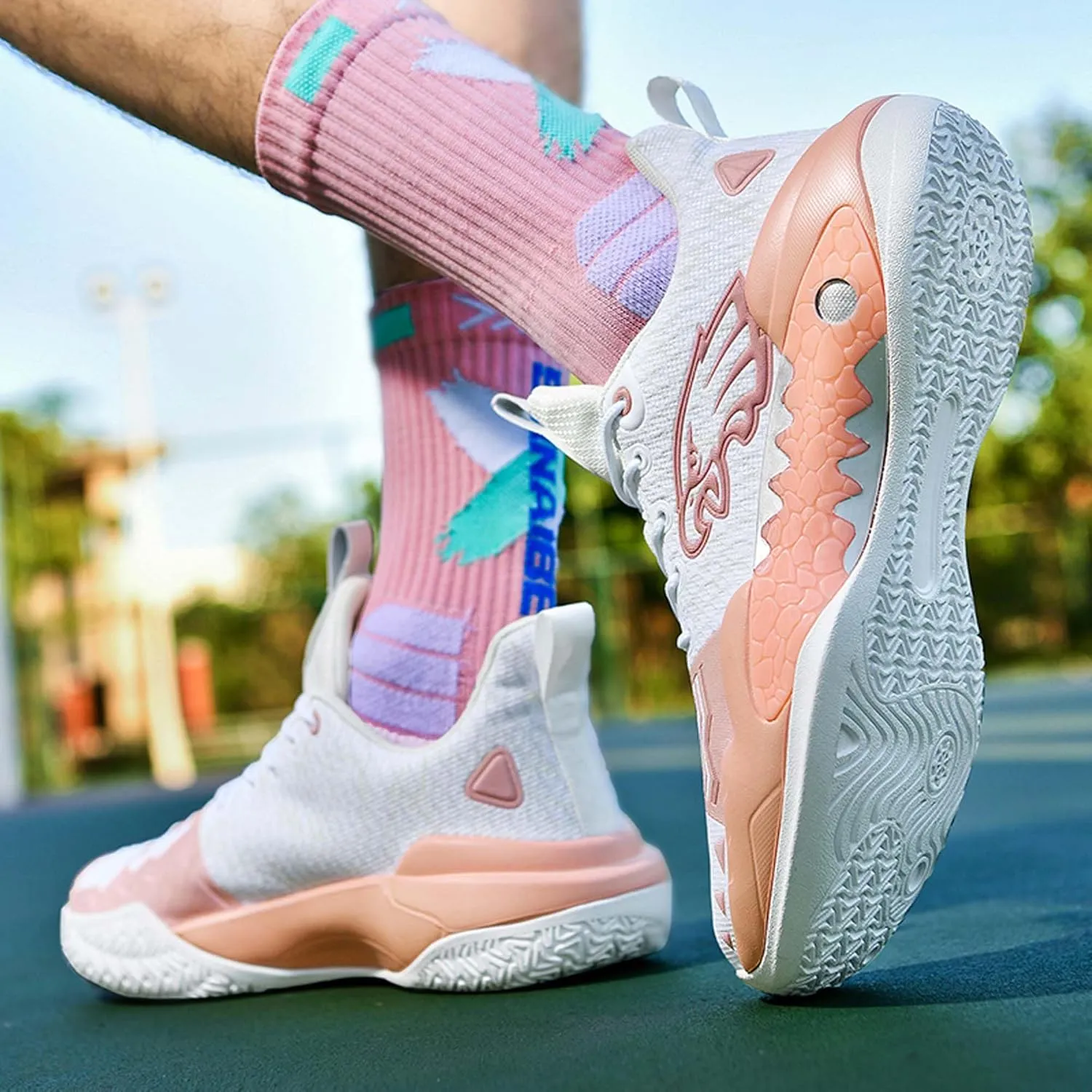 Men's Basketball Shoes Indoor or Outdoor Non-Slip Rebound Training Sneakers Women's Lightweight Breathable Fitness Tennis Running Shoes Outdoor Fashion Fluorescent Shoes