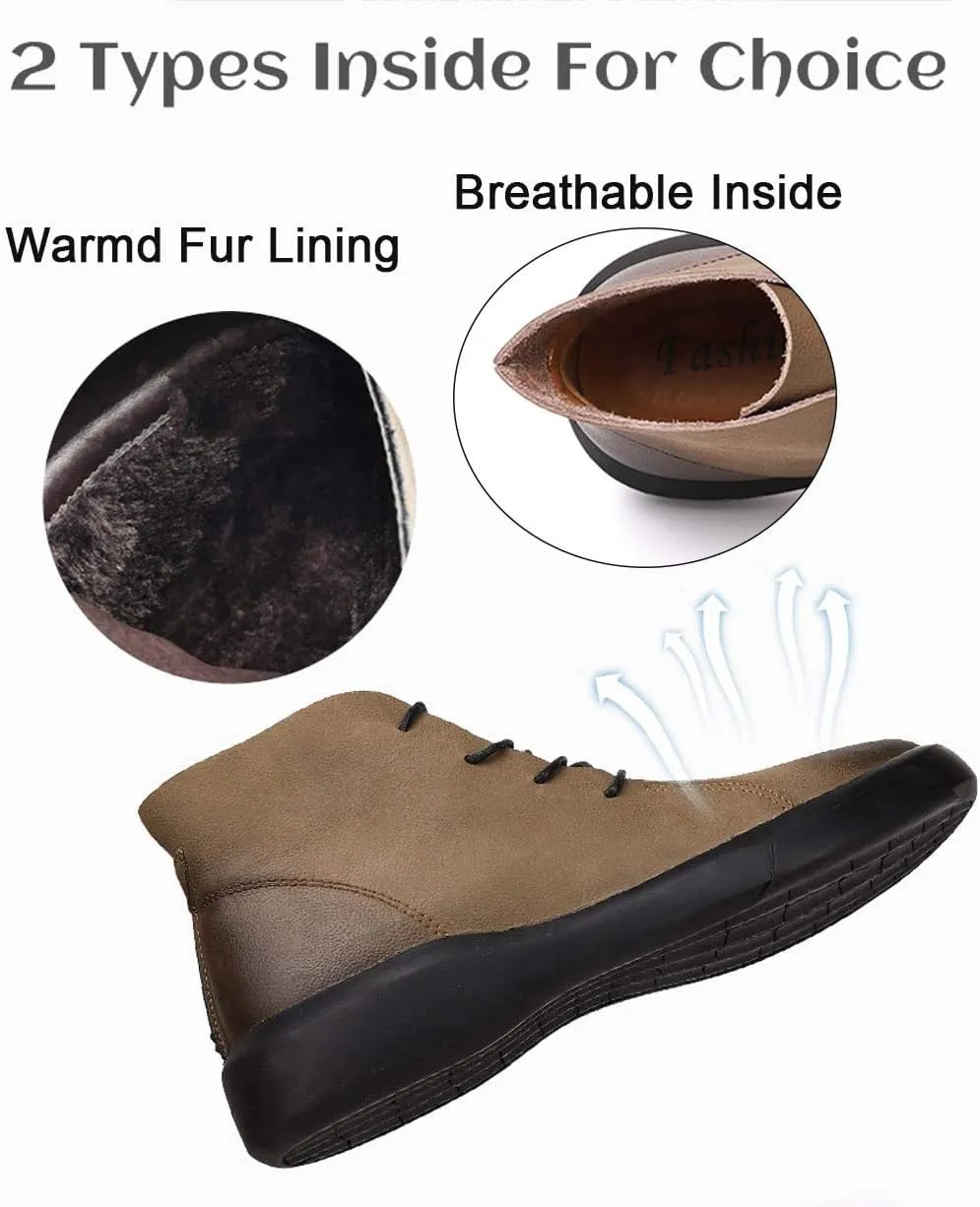 Men's Boots Winter Outdoor Hiking Shoes Fur Lined Booties Non-Slip Lightweight Winter Working Shoes