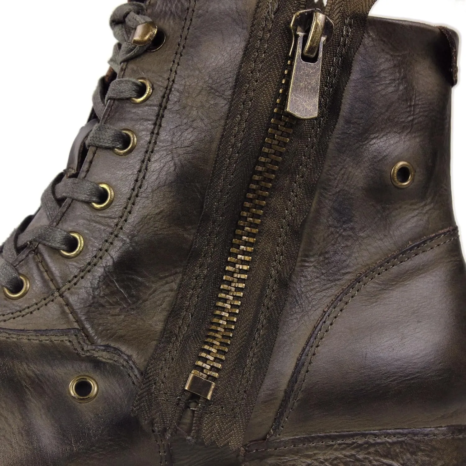 Mens Chukka Biker Cowboy Stylish Motorcycle Combat Hiking Fashion Casual Cowhide Leather Ankle Side Zipper Boots CD-5008-8-Retro-US-R