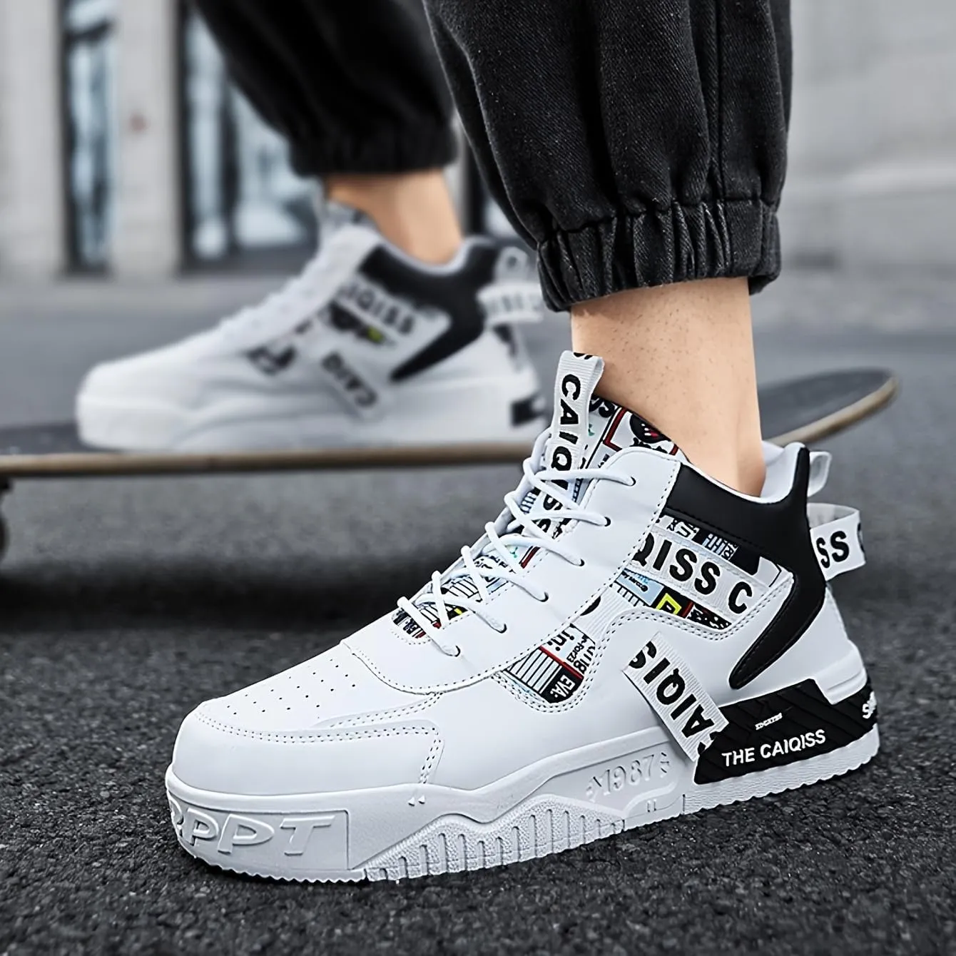 Mens High Top Sneakers Skate Casual Walking Shoes Street Fashion Sneakers Lightweight Shoes for All Seasons