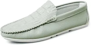 Men's Loafers Round Toe Crocodile Print Vegan Leather Anti-Slip Slip Resistant Comfortable Outdoor Classic Slip-on