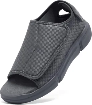 Men's Open toe Diabetic Sandals Wide Width Adjustable Straps Arch Support Lightweight & Breathable Mesh for Comfort and Pain Relief