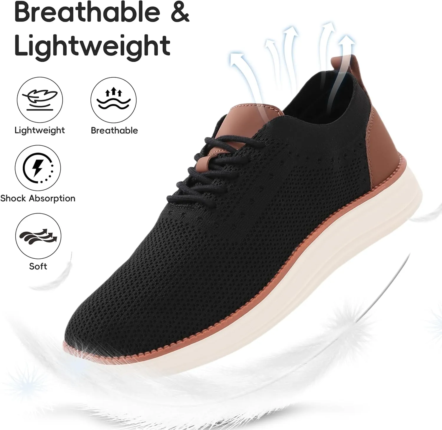 Mens Oxford Shoes, Comfortable Breathable Mesh Upper Fashion Dress Tennis Walking Sneakers Casual Lightweight Shoes for Men