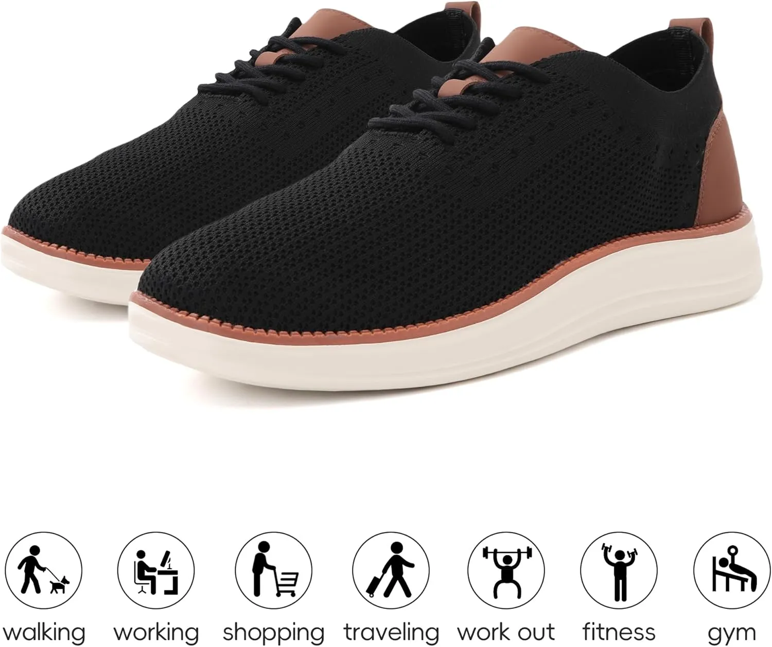 Mens Oxford Shoes, Comfortable Breathable Mesh Upper Fashion Dress Tennis Walking Sneakers Casual Lightweight Shoes for Men
