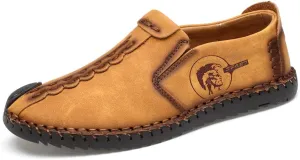 Men's Sport Sandals Leather Casual Shoes Driving Loafers Outdoor Flats Breathable Fisherman Oxford Walking Summer Handmade Stitching Comfortable