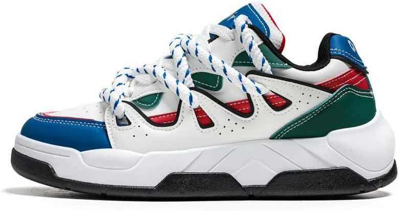Men's Trendy Street Style Colour Block Skateboard Shoes, Breathable Comfy Non Slip Durable Platform Sneakers for Men's Outdoor Activities