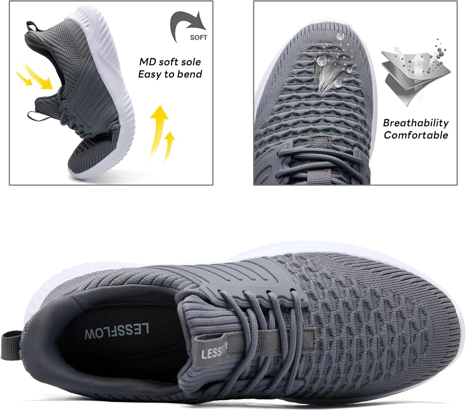 Men's Walking Shoes Slip On Running Shoes Ultra Light Casual Sneakers Mesh Tennis Shoe Hands Free Workout Breathable Comfortable Knit Memory Foam Athletic