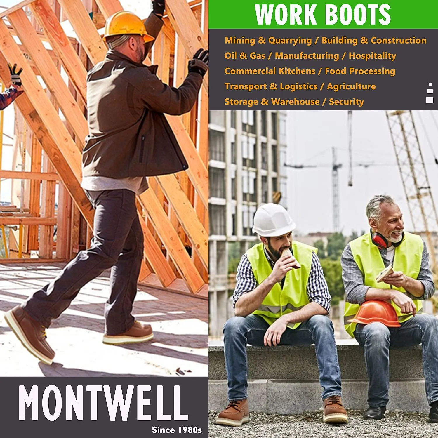 Mens work boots, 6" Soft/Composite Toe Heavy Duty Work Boots for Men, Slip & Puncture Resistant Safety EH Wide Working Shoes 2E