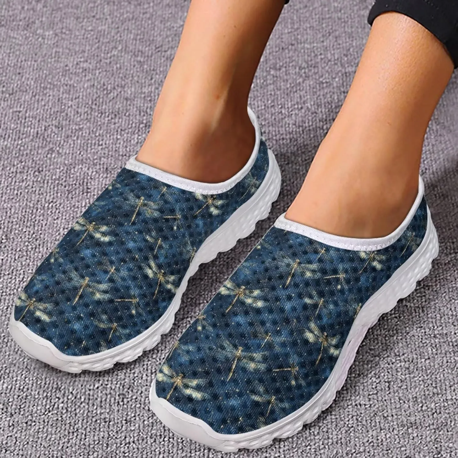 Mesh Slip on Shoes for Women: Casual Walking Shoe Non Slip Comfort Fashion Tennis Shoes Lightweight Sneaker for Work