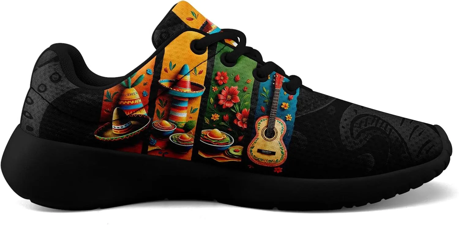 Mexican Flag Road Running Shoes for Men Women, Comfortable and Breathable Teachers Sneakers with Mexico Iconic Design