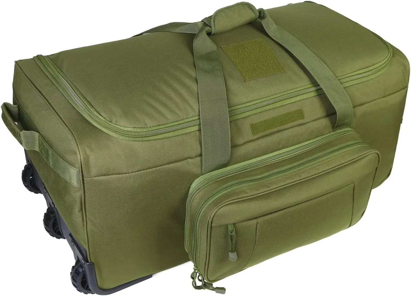Military Tactical Wheeled Deployment Bag Rolling Duffel Trolley Bag for Camping (Green)