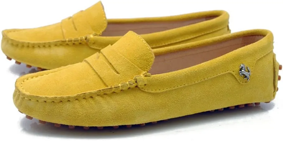 Minishion Women's Casual Loafers Suede Comfortable Driving Shoes YB9603