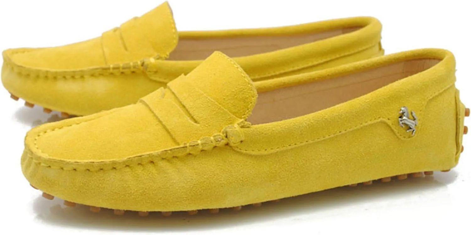Minishion Women's Casual Loafers Suede Comfortable Driving Shoes YB9603