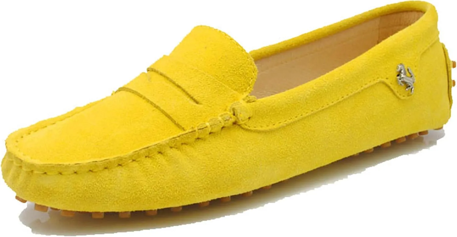 Minishion Women's Casual Loafers Suede Comfortable Driving Shoes YB9603