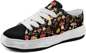 Mushroom Floral Canvas Sneakers for Women's Men's Low-Top Trendy Lace-Up Walking Casual Shoes Spring Summer Footwear