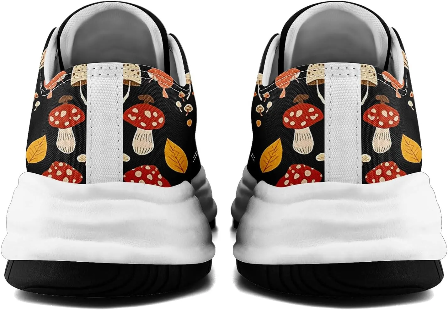 Mushroom Floral Canvas Sneakers for Women's Men's Low-Top Trendy Lace-Up Walking Casual Shoes Spring Summer Footwear