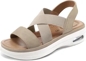 mysoft Women's Comfortable Walking Sandals Air Cushion Sport Slingback Elastic Band Platform Shoes