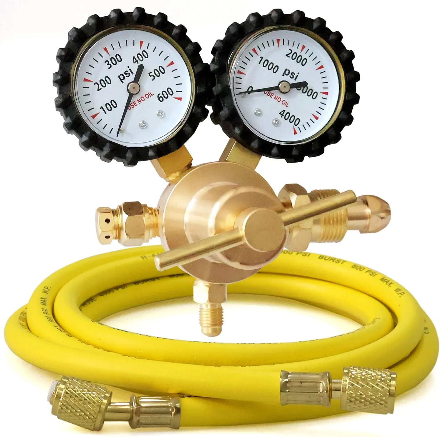 Nitrogen Regulator with 6.6Ft Hose, 0-600 PSI Outlet Pressure, CGA580 Inlet and 1/4'' Male Flare Fitting