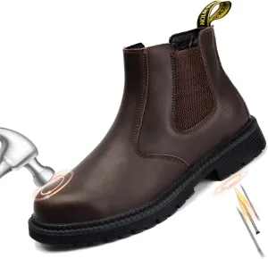NOLINSHIELD Steel Toe Boots for men,Slip-on Lightweight Working Boots,Safety,Leather,Comfortable,Puncture-Proof,Mechanic Work Boots