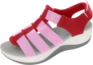 oiangi Comfortable Wedges Sandals for Women Platform Slipper Summer Casual Round Toe Open Toe Straps Hook and Loop Sandals Lightweight Outdoor Shoes