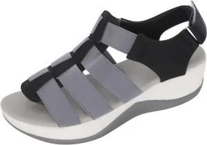 oiangi Comfortable Wedges Sandals for Women Platform Slipper Summer Casual Round Toe Open Toe Straps Hook and Loop Sandals Lightweight Outdoor Shoes