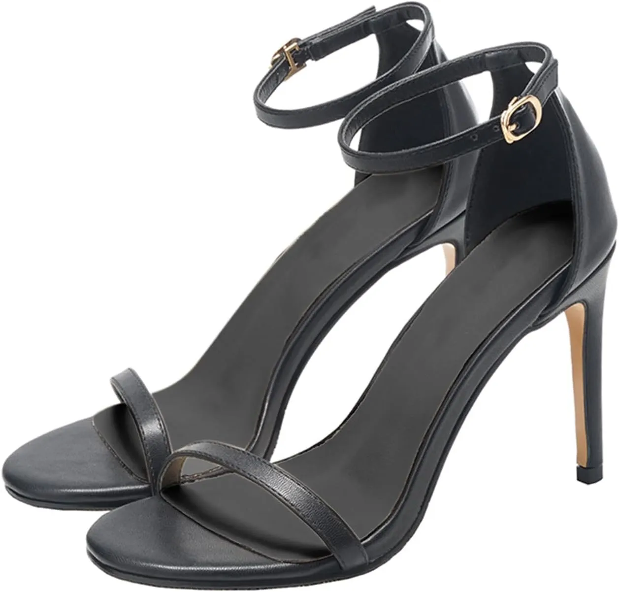 oiangi Womens Glitter Flock Stiletto Sandals Summer Ankle Strap Thin Band Strap Buckle High Heels Sexy Temperament Ladies Casual Shoes Sandalias