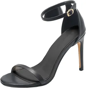 oiangi Womens Glitter Flock Stiletto Sandals Summer Ankle Strap Thin Band Strap Buckle High Heels Sexy Temperament Ladies Casual Shoes Sandalias
