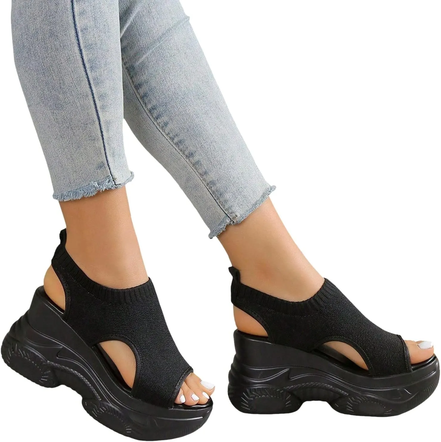 Orthopedic Shoes for Women Wedge Open Toe Platform Sneakers Casual Soft Mesh Thick Soled Comfortable Sport Shoes