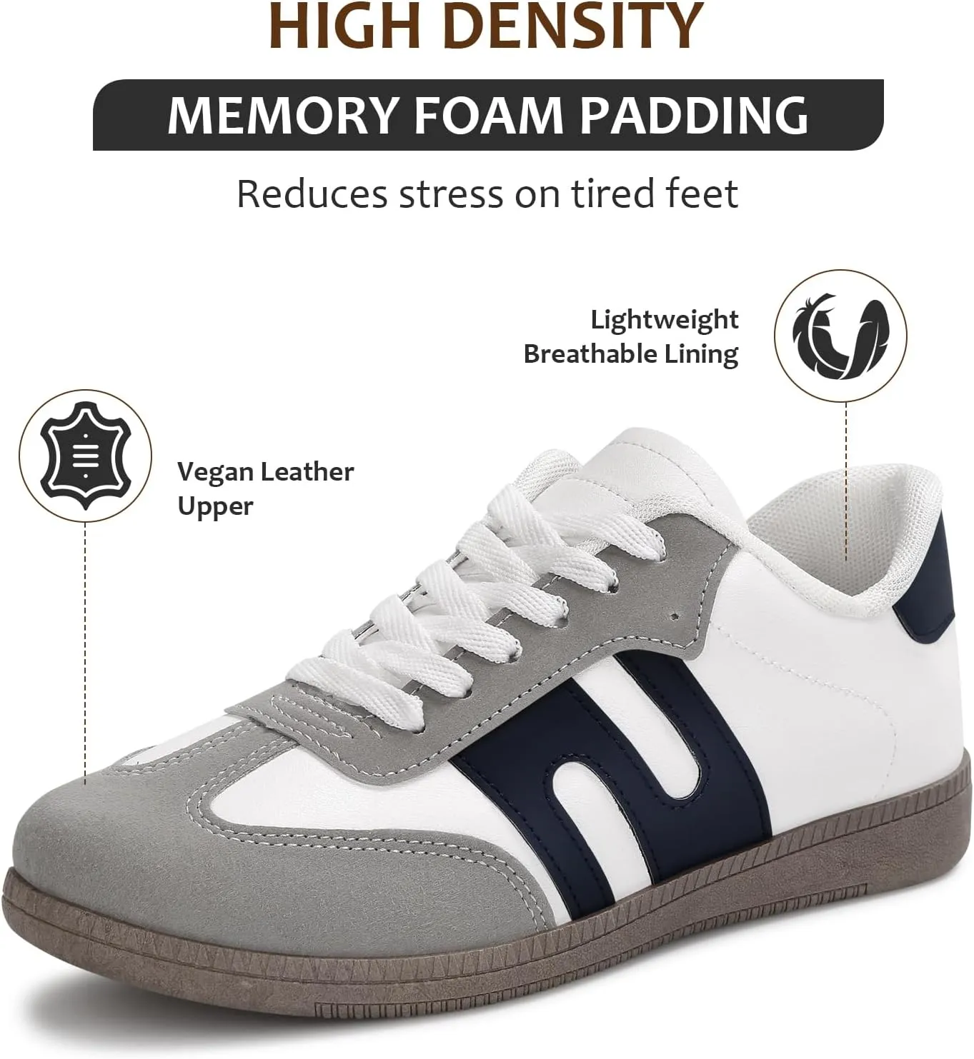 Padgene Womens Fashion Sneakers Women's Retro Shoes Casual Tennis Comfortable Walking Shoes Lace-Up Non Slip Sneakers for Women