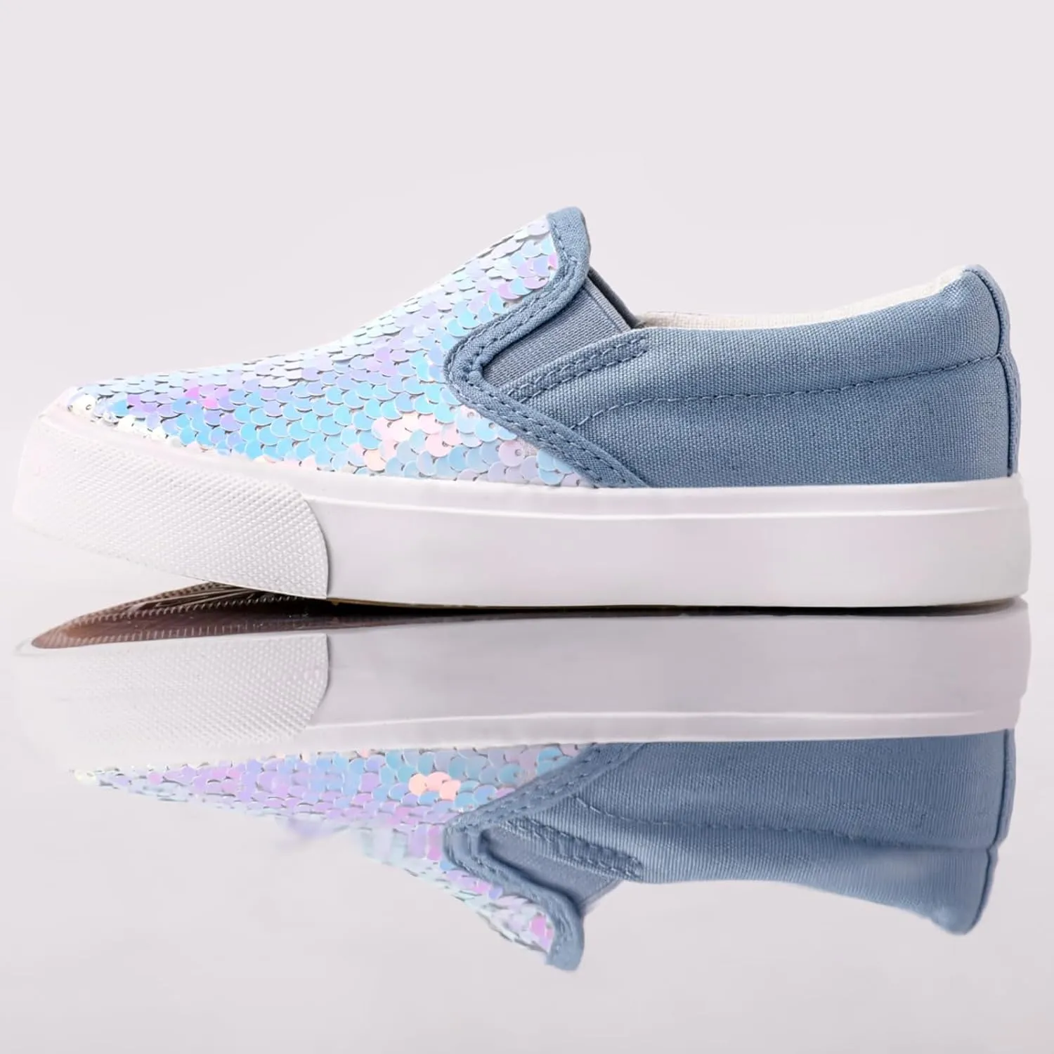 PATPAT Toddler Kid Canvas Sneaker Sparkle Sequins Glitter Shoes Boys and Girls Sneakers Sneakers Shoes