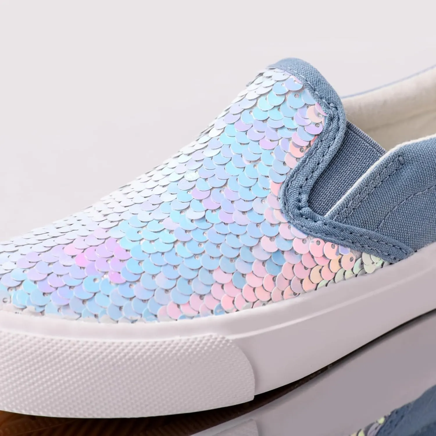 PATPAT Toddler Kid Canvas Sneaker Sparkle Sequins Glitter Shoes Boys and Girls Sneakers Sneakers Shoes