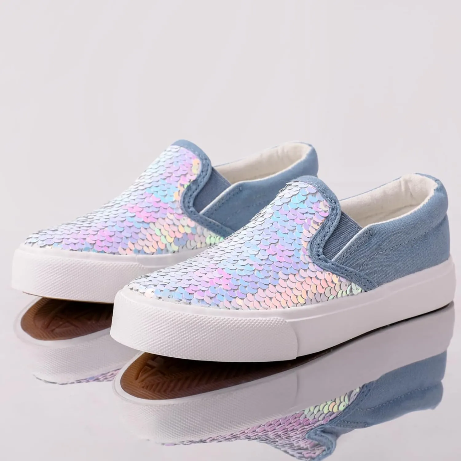 PATPAT Toddler Kid Canvas Sneaker Sparkle Sequins Glitter Shoes Boys and Girls Sneakers Sneakers Shoes