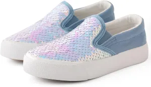 PATPAT Toddler Kid Canvas Sneaker Sparkle Sequins Glitter Shoes Boys and Girls Sneakers Sneakers Shoes